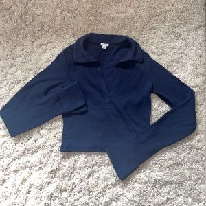 NAVY COLLARED LONG SLEEVE